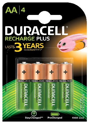 Duracell Recharge Plus AA-batterijen, verpakking van 4