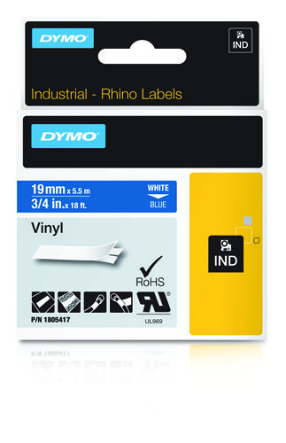 DYMO 1805417 White on blue label-making tape