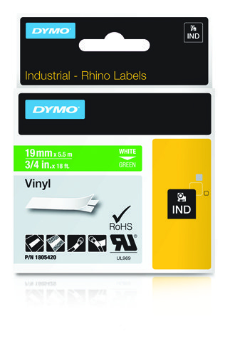 DYMO 1805420 White on green label-making tape