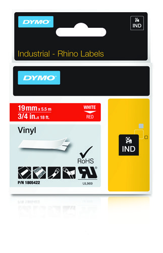 DYMO 1805422 White on red label-making tape