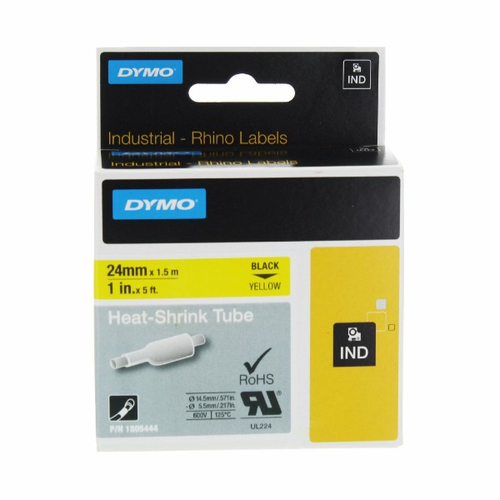 DYMO 24mm RHINO black on yellow label-making tape