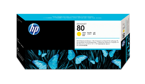 HP 80 Yellow DesignJet Printhead and Printhead Cleaner
