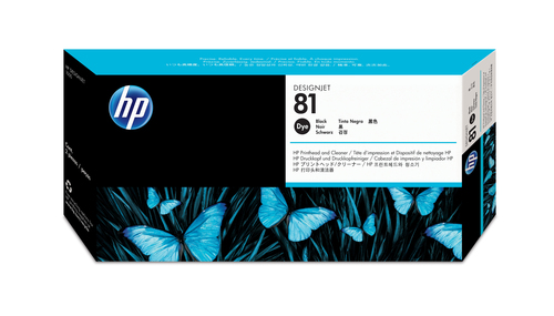 HP 81 zwarte DesignJet printkop en printkopreiniger voor kleurstofinkt