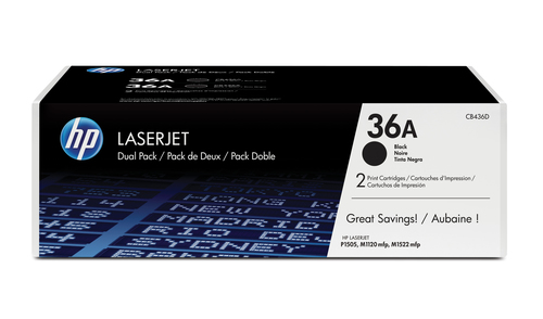 HP 36A 2-pack Black Original LaserJet Toner Cartridges