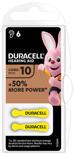 Duracell Hearing Aid-batterijen maat 10, verpakking van 6