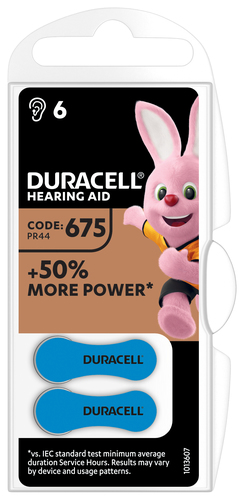 Duracell Hearing Aid-batterijen maat 675, verpakking van 6