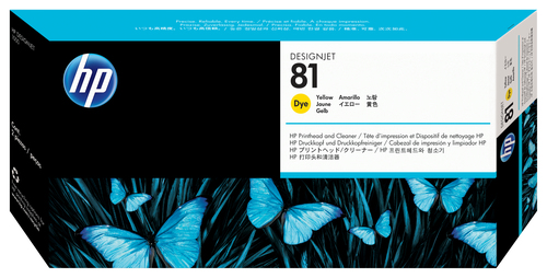 HP 81 gele DesignJet printkop en printkopreiniger voor kleurstofinkt