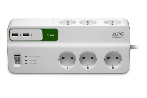 APC PM6U-GR surge protector 6 AC outlet(s) 230 V 2 m White
