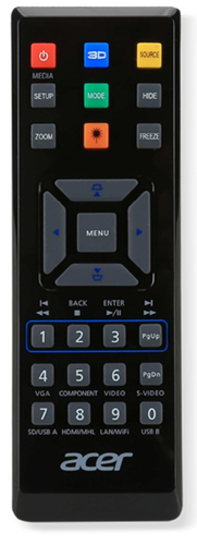 Acer E25 remote control IR Wireless Universal Press buttons