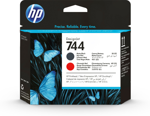 HP 744 Matte Black/Chromatic Red DesignJet Printhead