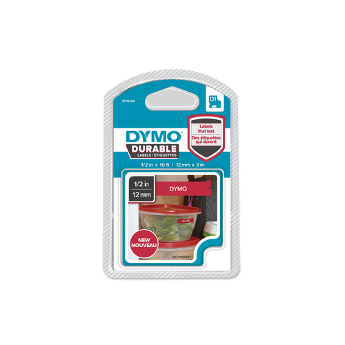 DYMO 1978366 White on red D1 label-making tape
