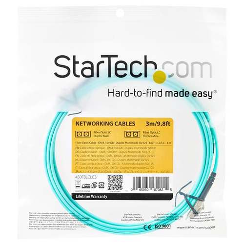 StarTech.com Aqua OM4 Duplex multimode glasvezel kabel 100 Gb 50/125 LSZH LC/LC 3 m