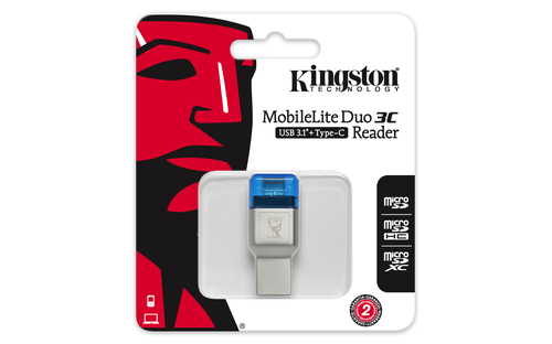 Kingston Technology MobileLite Duo 3C USB 3.0 (3.1 Gen 1) Type-A/Type-C Blue,Silver card reader