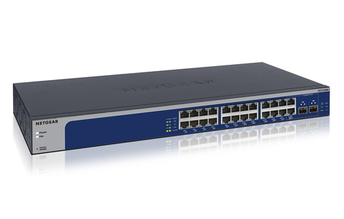 NETGEAR XS724EM Managed L2 10G Ethernet (100/1000/10000) 1U Blauw, Grijs