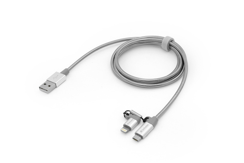 Verbatim 48869 USB-kabel 1 m USB A Micro-USB B/Lightning Aluminium, Grijs