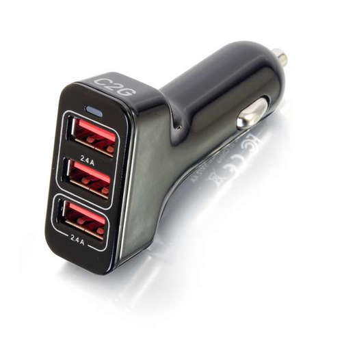 C2G Slimme 3-poort USB autolader, 4,8A Uitvoer
