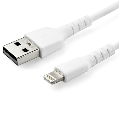 StarTech.com Premium USB-A naar Lightning Kabel 1m Wit USB Type A naar Lightning Charge & Sync Oplaadkabel Verstevigd met Aramide Vezels Apple MFi Gecertificeerd iPad Air iPhone 12