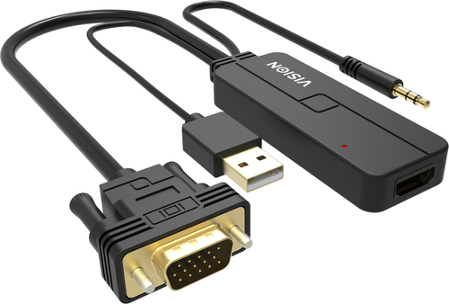 Vision TC-VGAHDMI/BL video cable adapter 4.5 m HDMI Type A (Standard) VGA (D-Sub) + 3.5mm + USB A Black