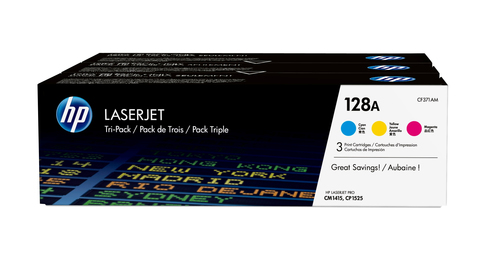 HP 128A 3-pack Cyan/Magenta/Yellow Original LaserJet Toner Cartridges