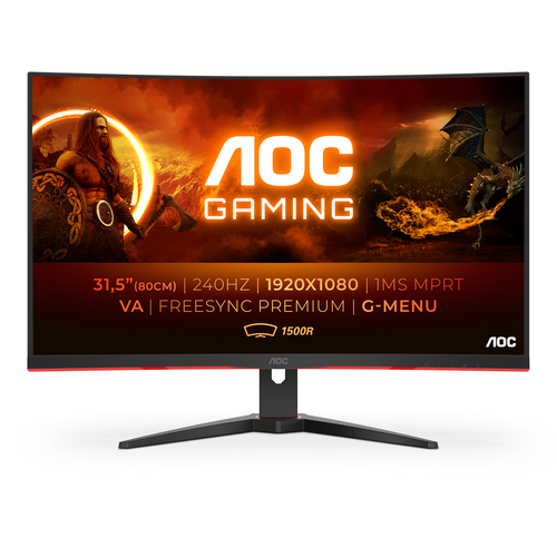 AOC G2 C32G2ZE/BK computer monitor 80 cm (31.5") 1920 x 1080 Pixels Full HD LED Zwart, Rood