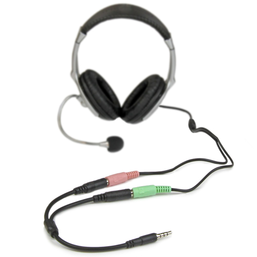 StarTech.com Headsetadapter voor headsets met aparte koptelefoon-/microfoonstekkers 3,5 mm 4 positie naar 2x 3 positie 3,5 mm M/F