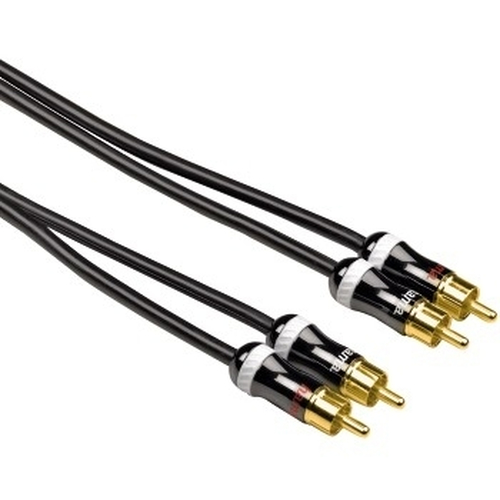 Hama ProClass Audio Cable, 2 RCA - 2 RCA, metal, 0.75 m 0.75m 2 x RCA Black audio cable