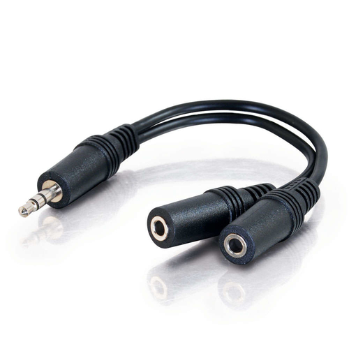 C2G Value Series 3.5mm Stereo Plug to 3.5mm Stereo Jack x2 Y-Cable 0.15m 3.5mm 3.5mm Black audio cable
