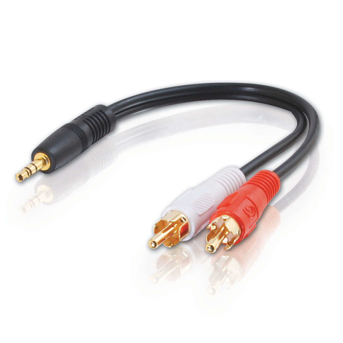 C2G Value Series 3.5mm Stereo Plug/RCA Plug x2 Y-Cable 0.15m 3.5mm 2 x RCA Black audio cable